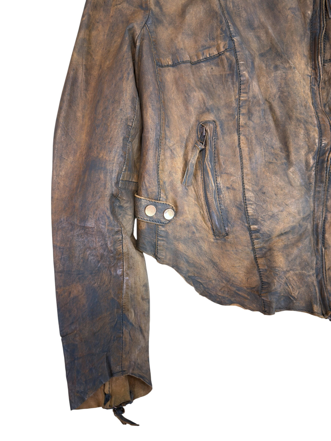 Freaky Nation distressed leather biker jacket