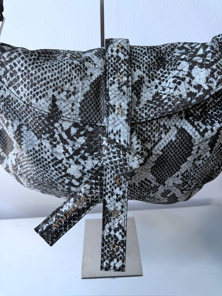 Mugler snake-print shoulder bag with star-stud details
