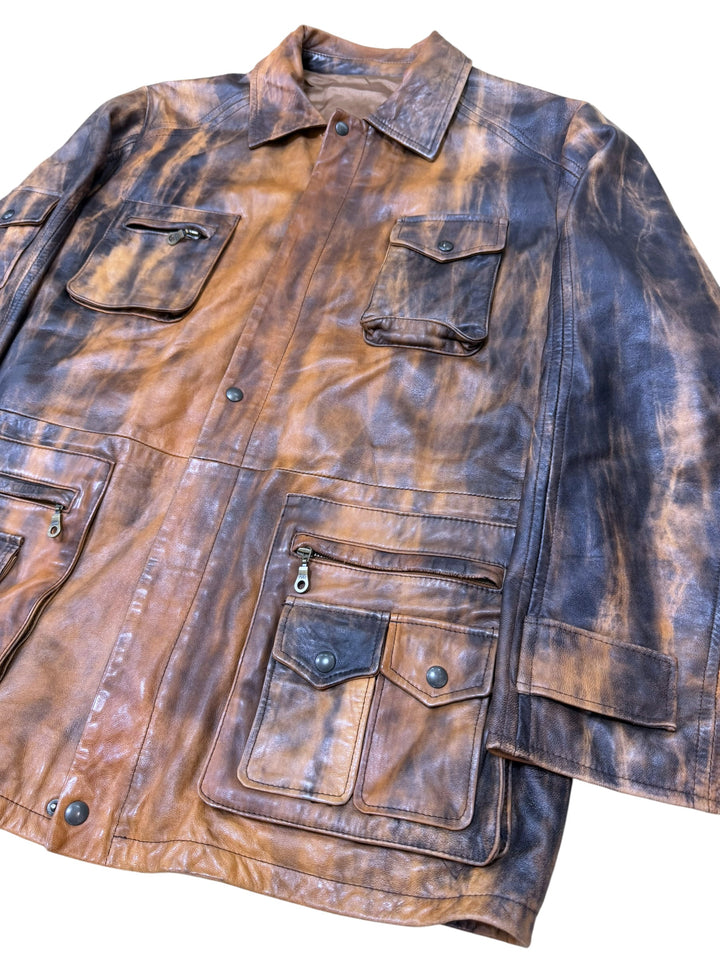 Vintage Italian distressed leather field jacket