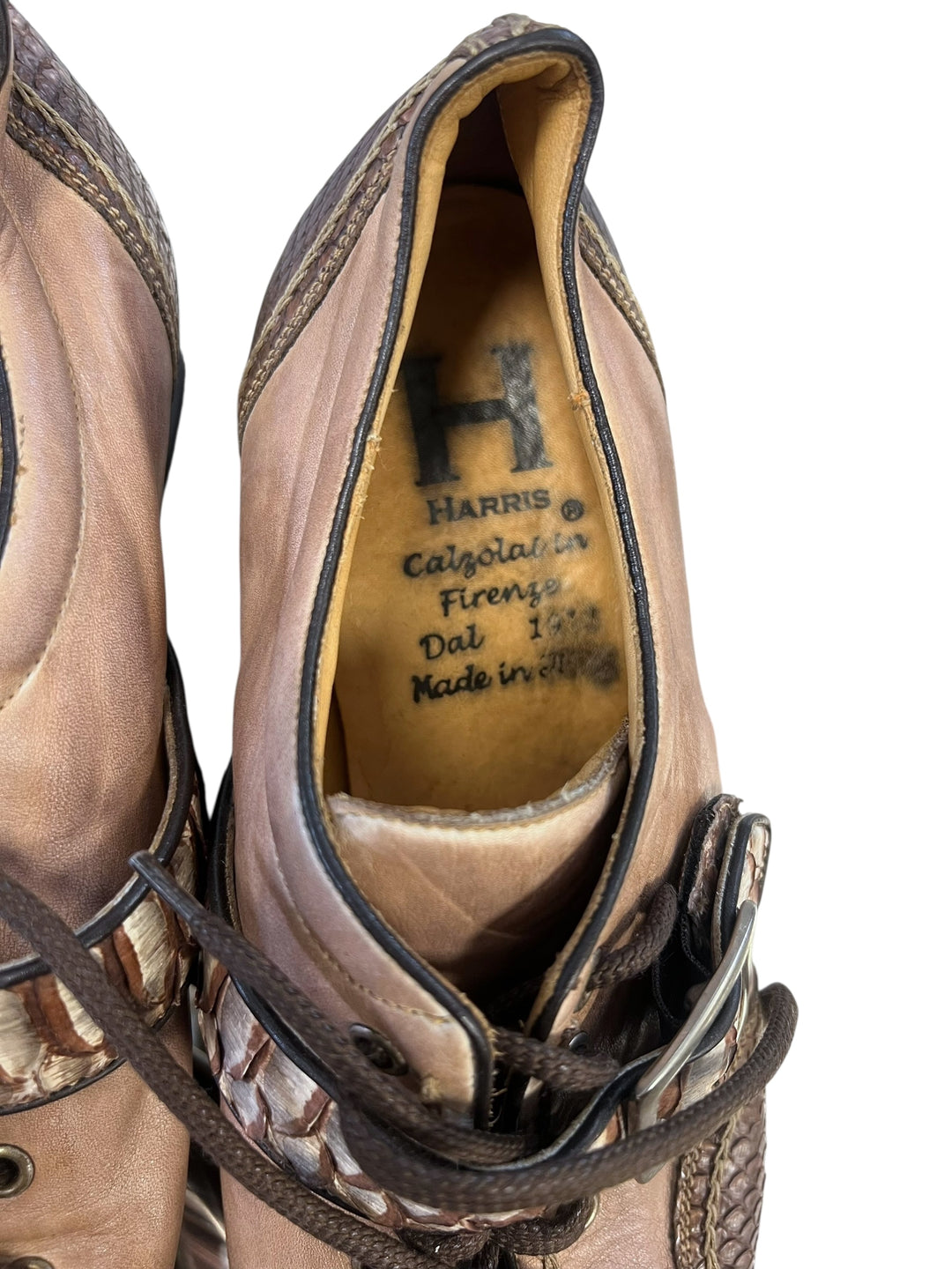 Harris Italian Leather Buckle & Lace-Up Shoes Size eu42