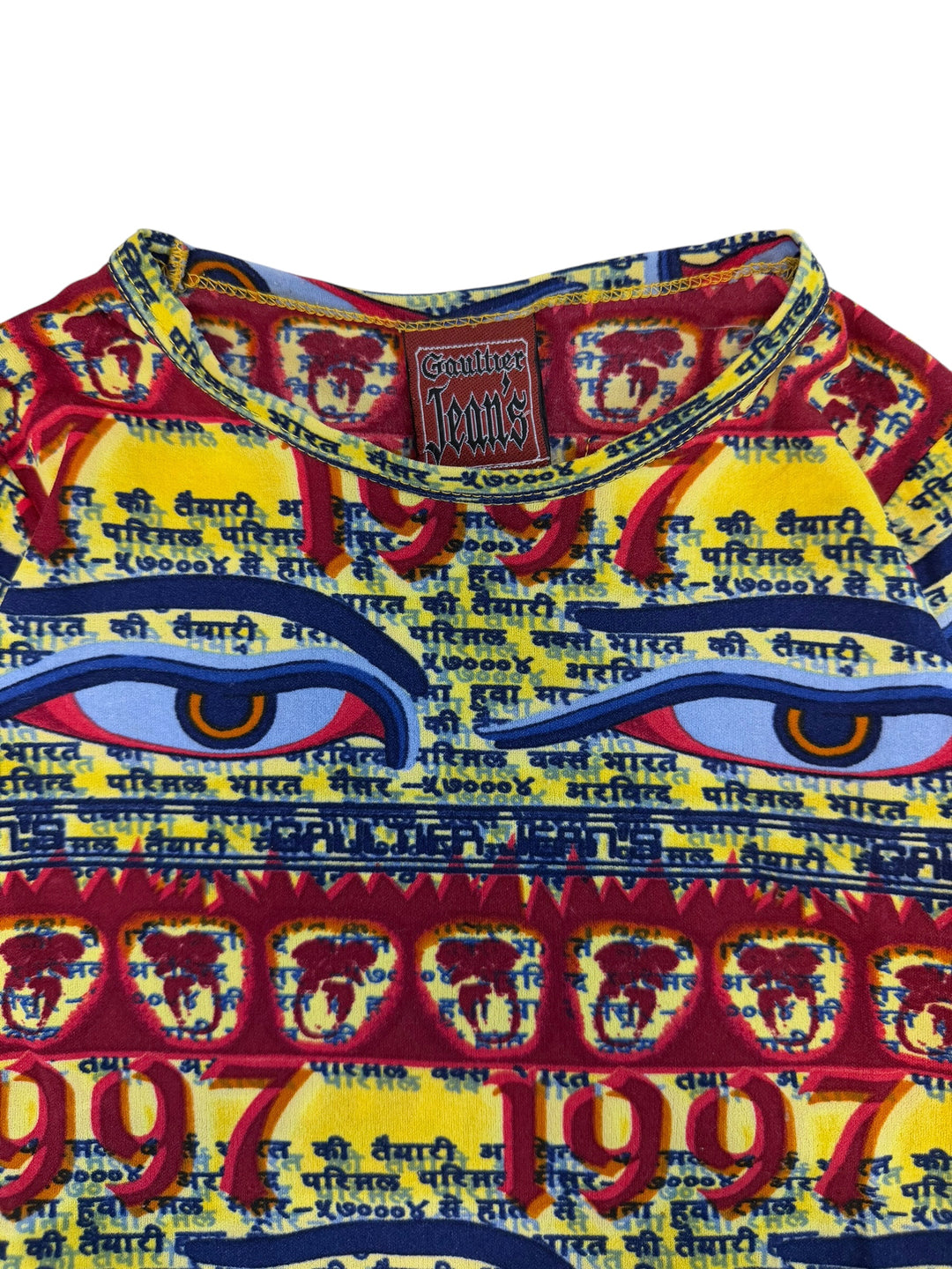 Gaultier Jeans 1997 Tibetan eyes print long sleeve top