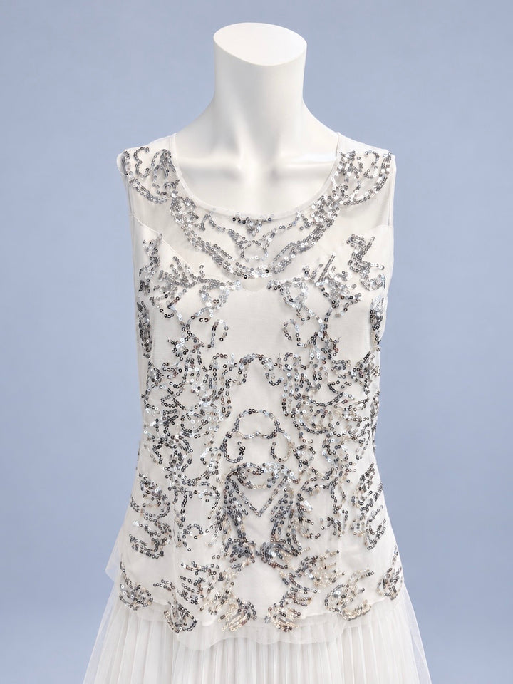 Krizia sheer sequin embroidered top