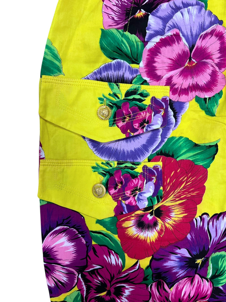 Versace vintage floral pencil skirt w/ tie-waist detail Small