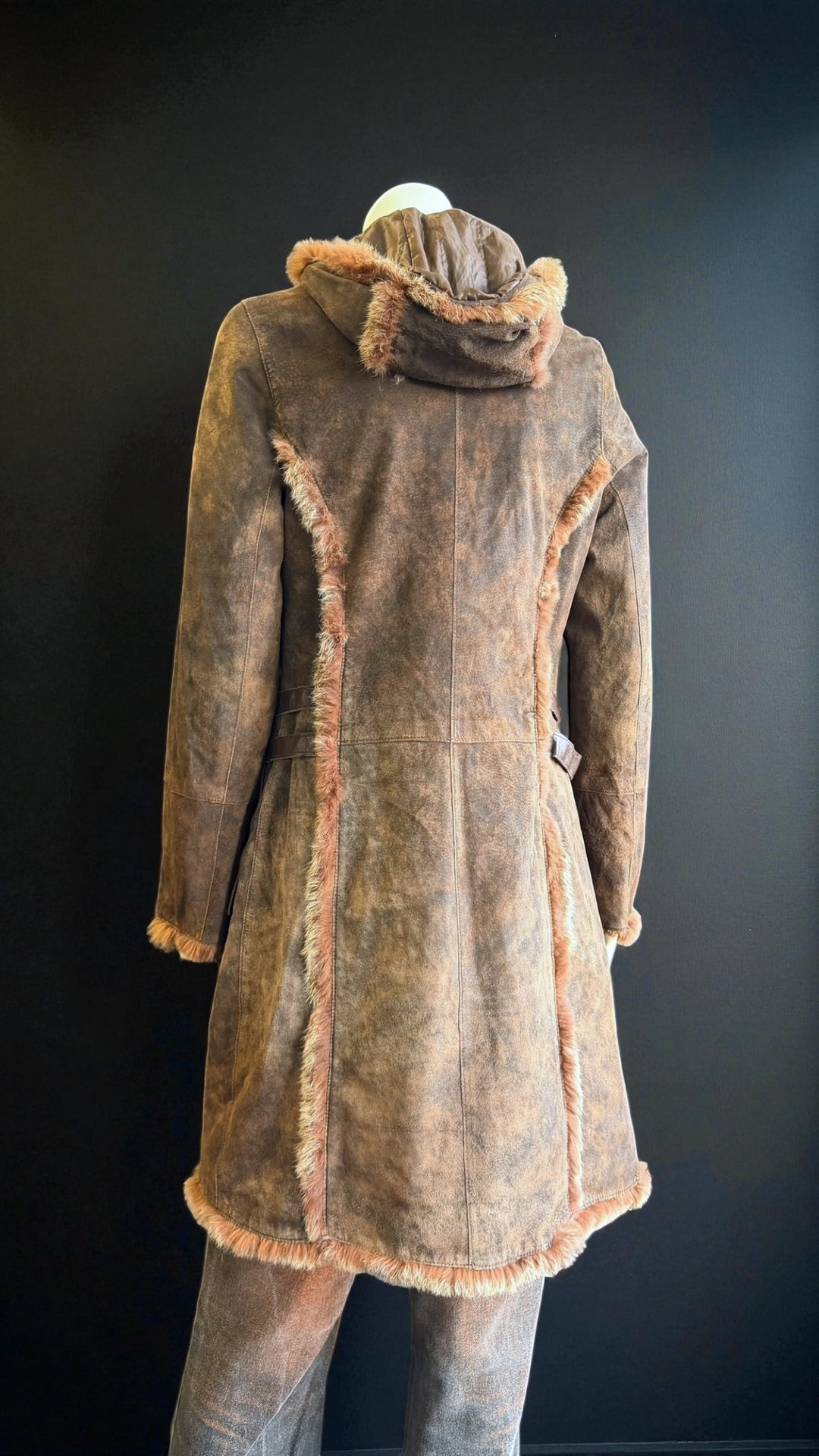 Conbipel vera pelle shearling-effect leather coat s/m