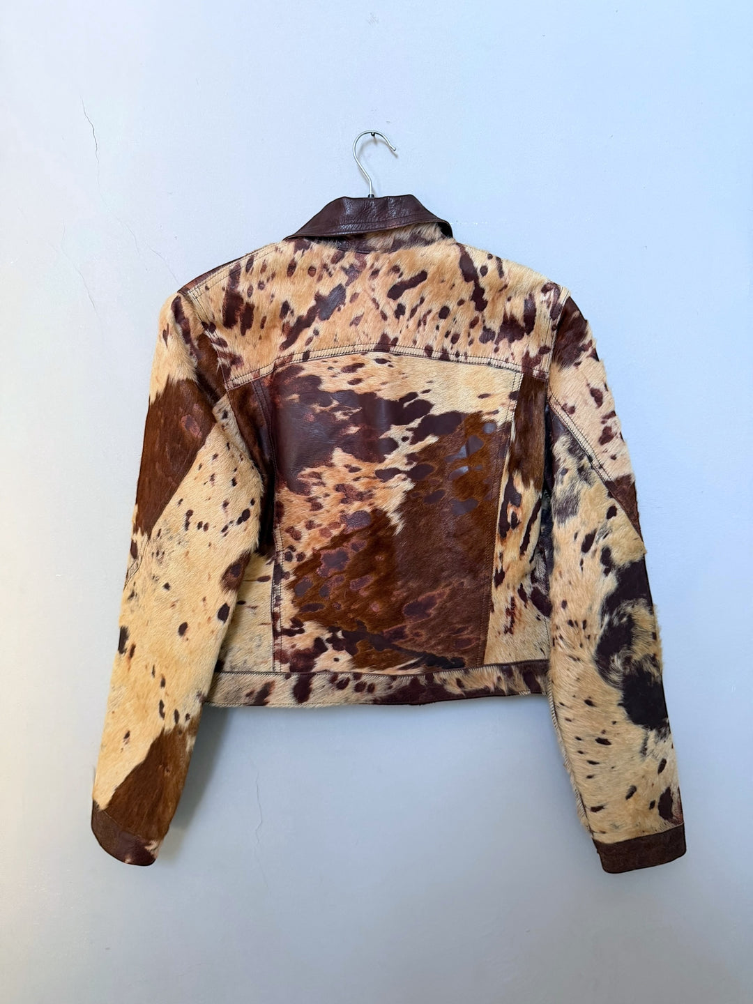 2000s Just Cavalli Imperial Brown Caw Leather Jacket Medium