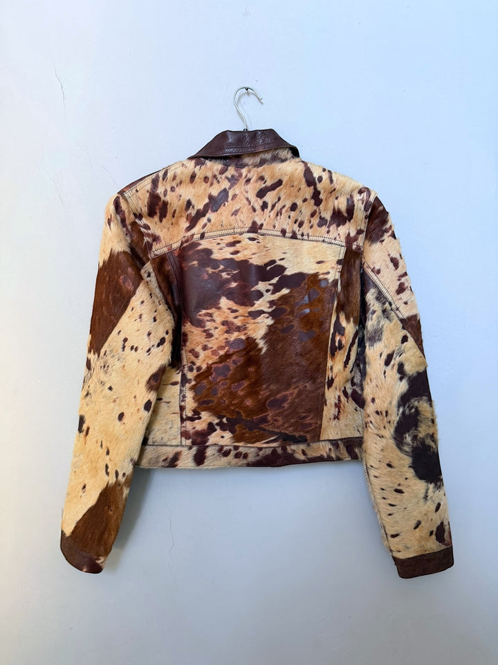 2000s Just Cavalli Imperial Brown Caw Leather Jacket Medium