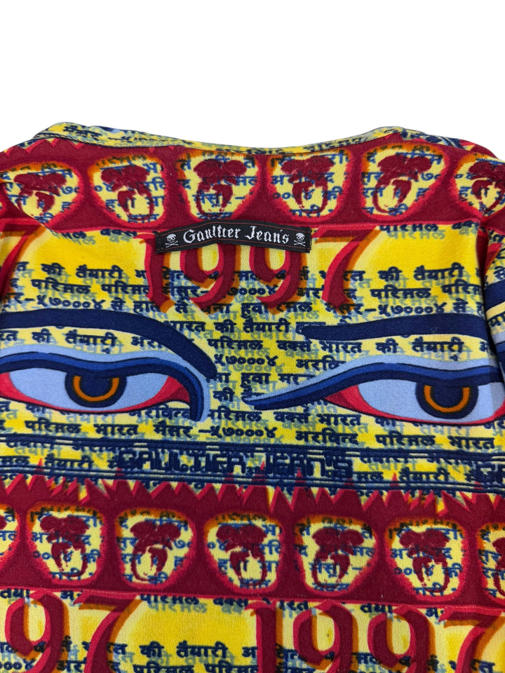 Gaultier Jeans 1997 Tibetan eyes print long sleeve top