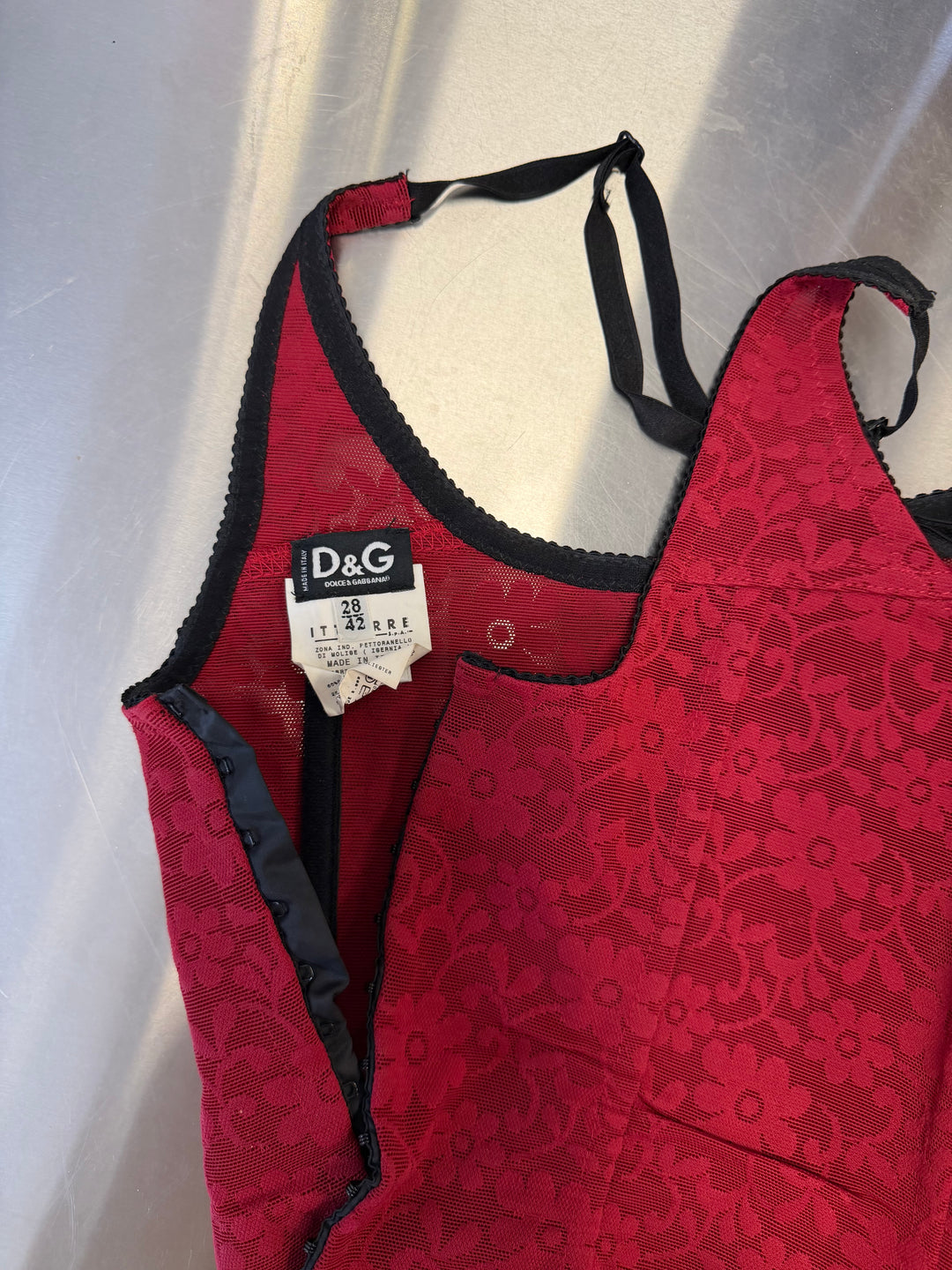 S/S 2003 Dolce & Gabbana Red Lace Bustier Corset