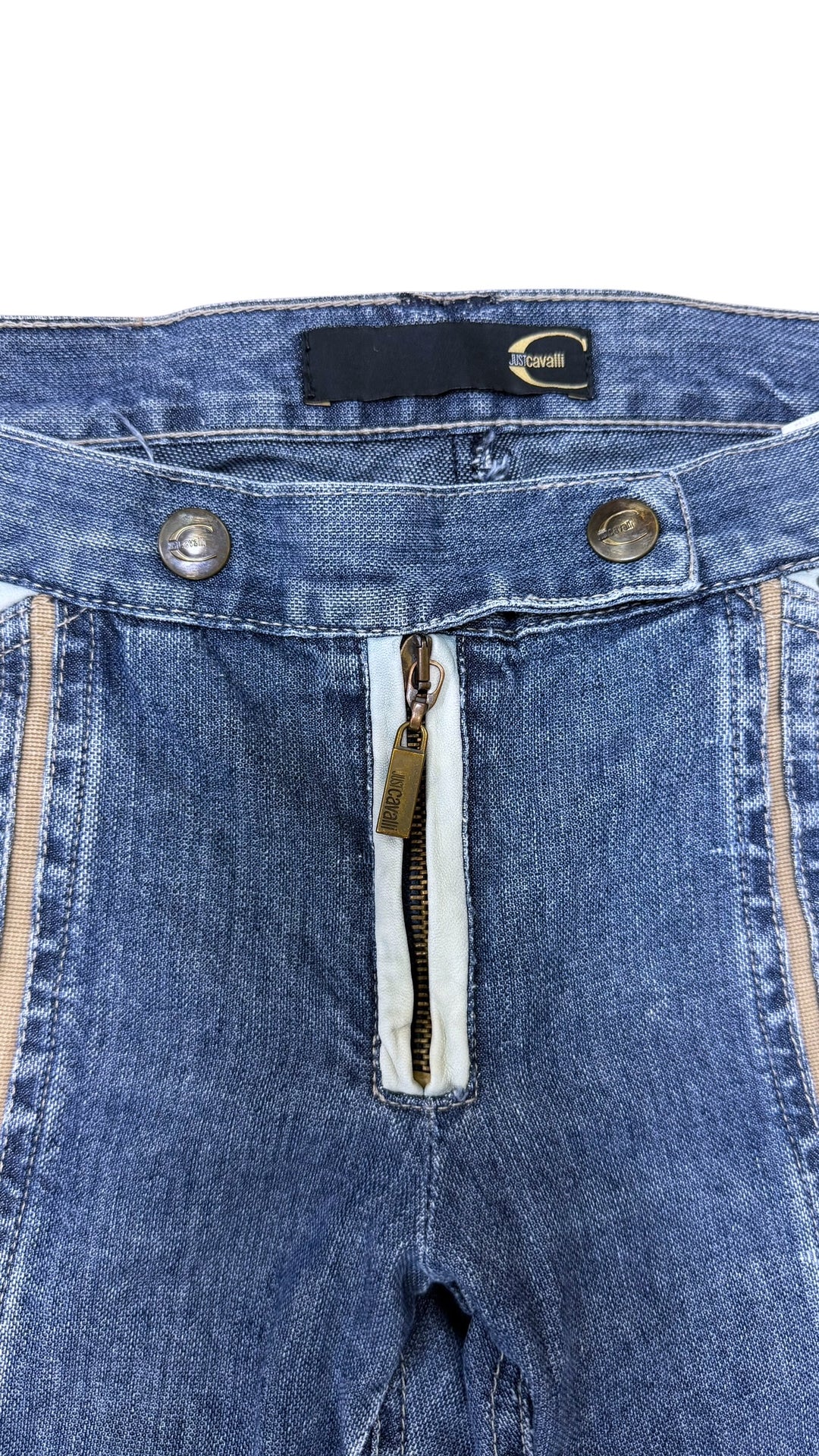 Just Cavalli cropped zip-detail denim capri pants