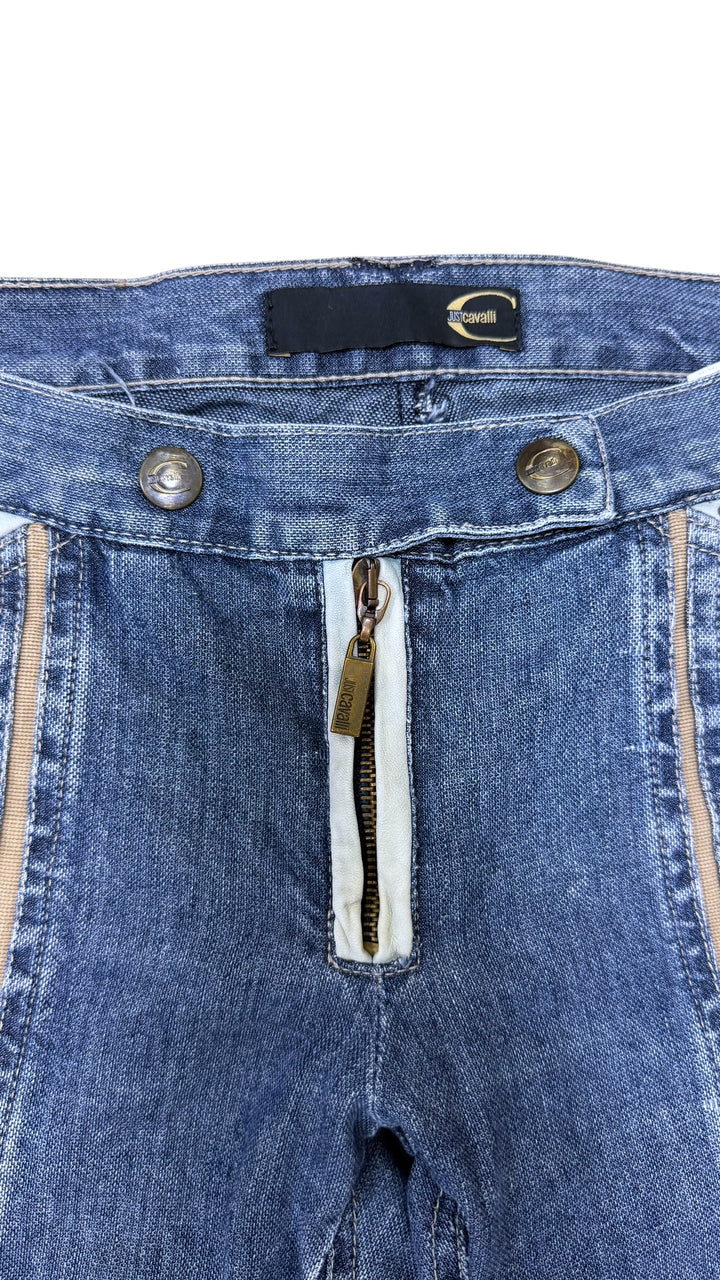 Just Cavalli cropped zip-detail denim capri pants