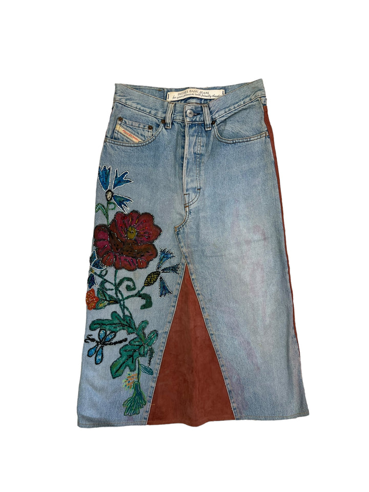 Diesel vintage Longline patchwork skirt extra small(34)