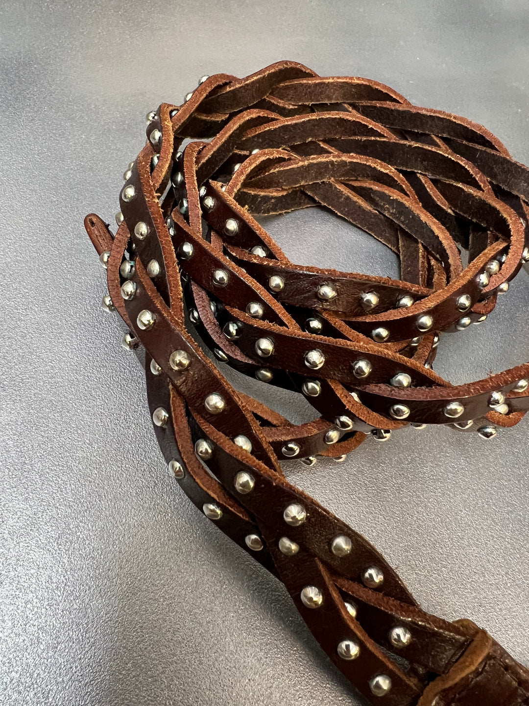Vintage Braided Studded Leather Belt