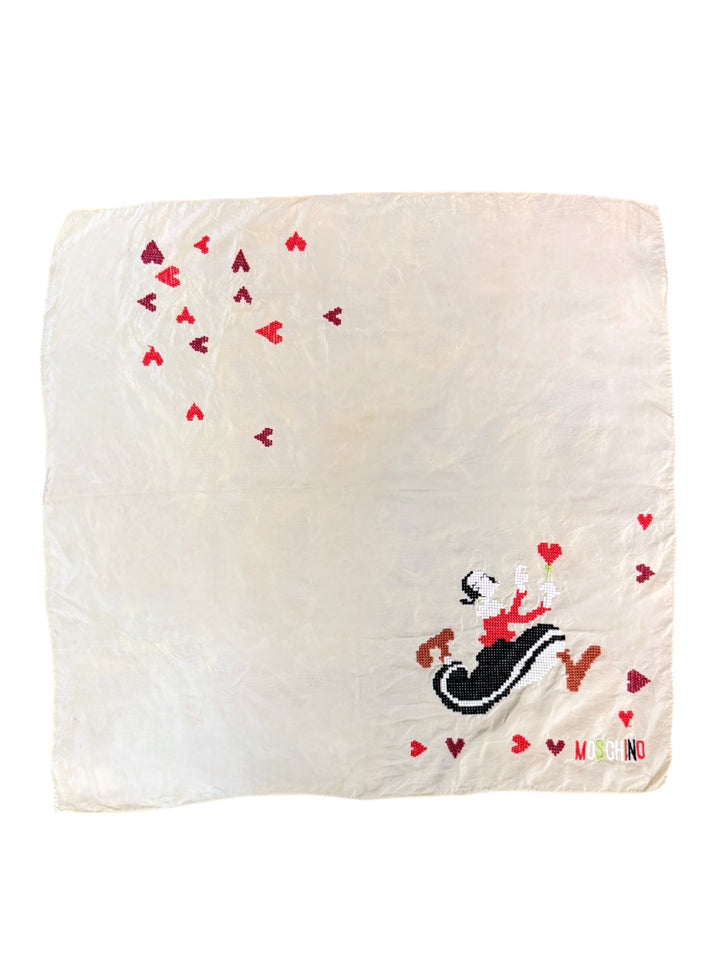 Moschino Popeye Olive Oyl Silk Scarf 2005 Licensed Cartoon Vintage Designer