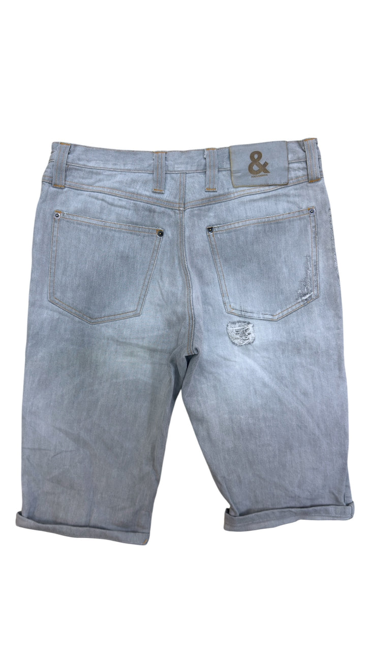 Dolce&Gabbana light grey distressed denim shorts