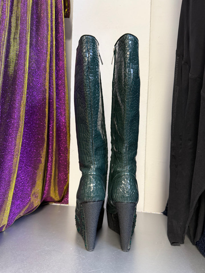 2000s John Richmond Croco Platform Boots EU37