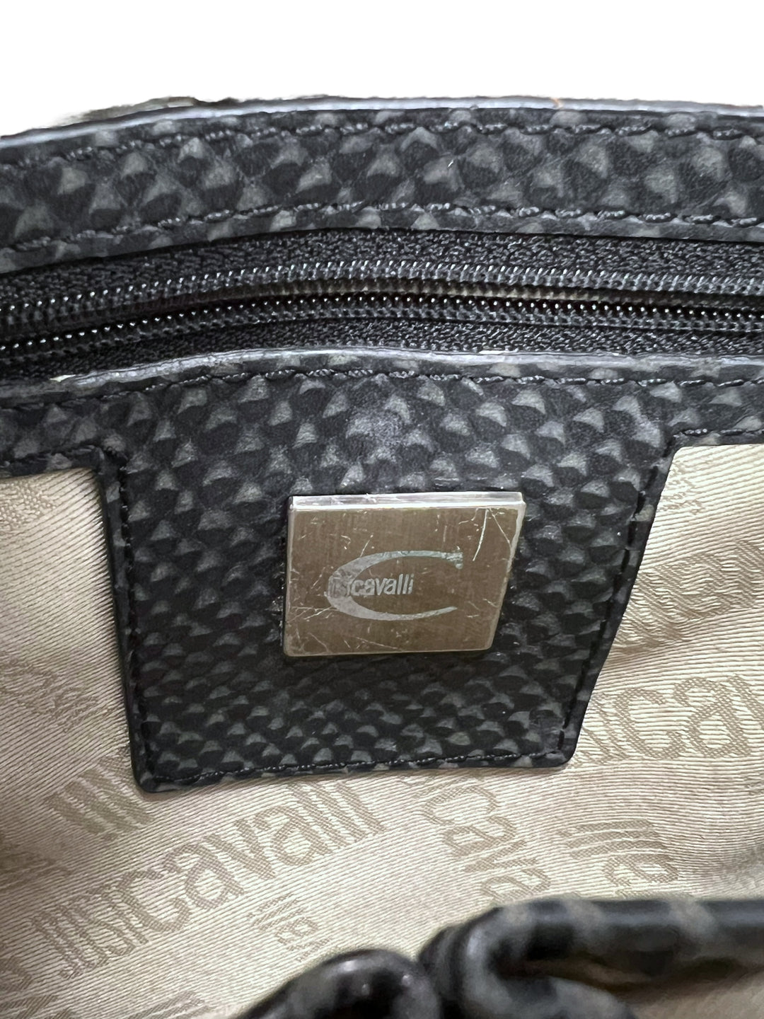 Just Cavalli y2k monogram leather black crossbody bag