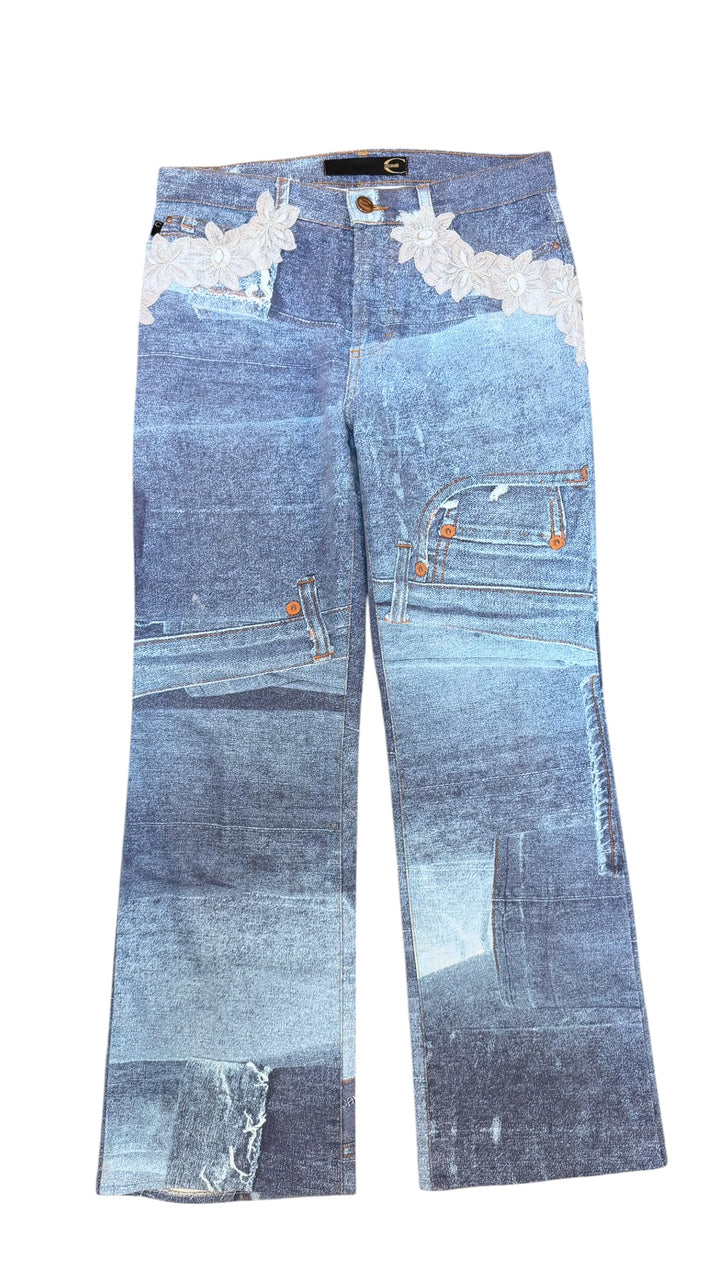 Just Cavalli printed trompe-l’œil denim pants