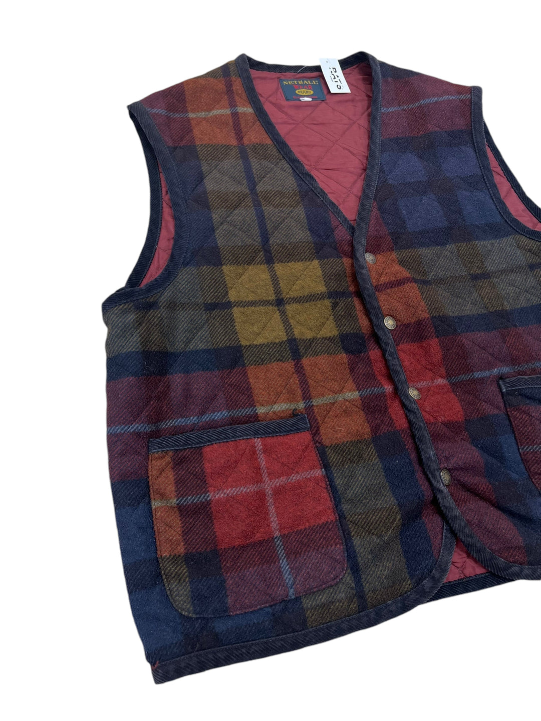 Vintage Checkered Wool Vest Men’s Large