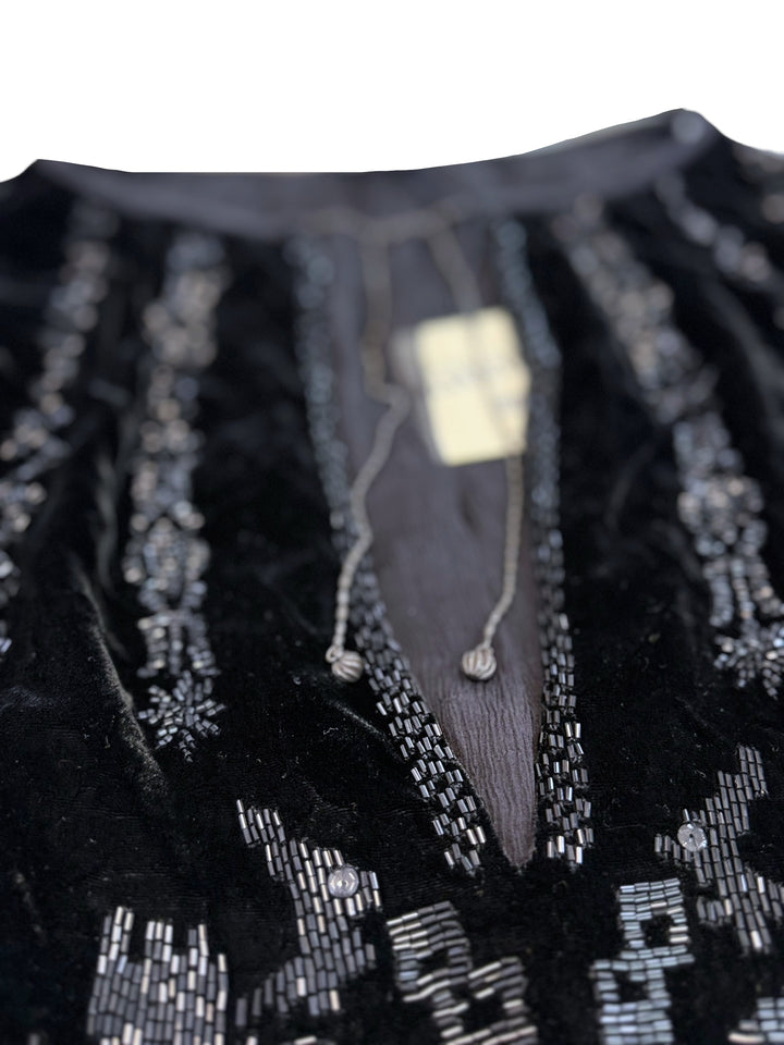 Jean Paul Gaultier Femme FW2006 deadstock beaded velvet blouse
