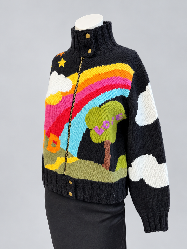 JC de Castelbajac “Sky Land” rainbow wool zip cardigan