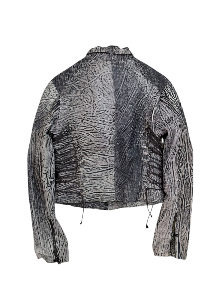 Vintage artisanal textured leather jacket extra small