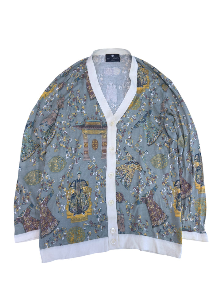 Etro milano oriental print silk blend cardigan