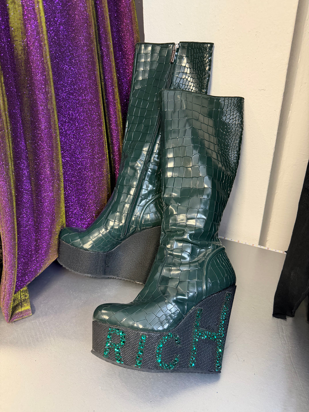 2000s John Richmond Croco Platform Boots EU37