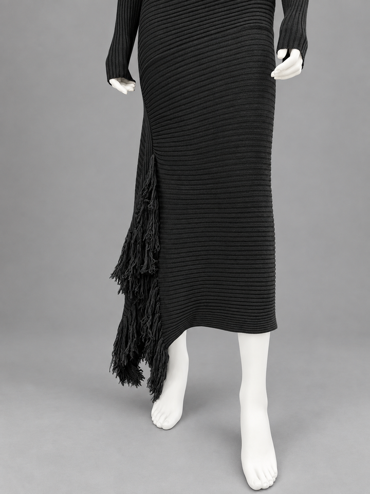 Jean Paul Gaultier ribbed knit dress with scarf