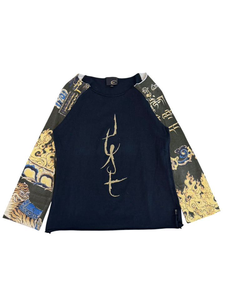 Just cavalli Tibetan print raglan long sleeve top