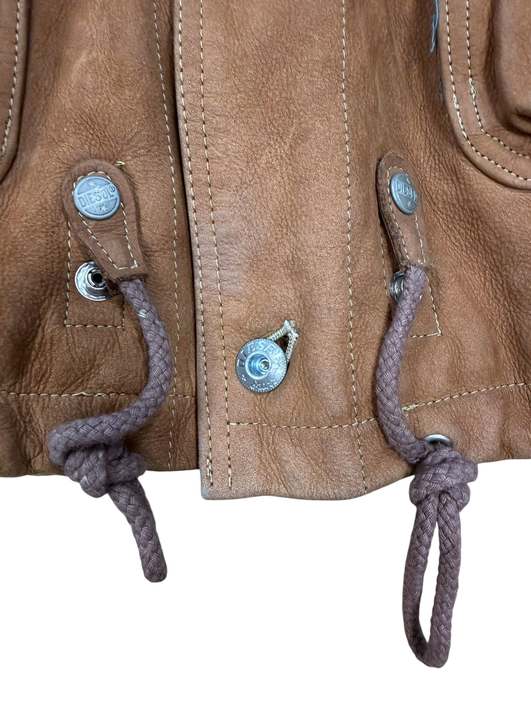 Diesel Vintage Leather Military Aviator Flight Coat