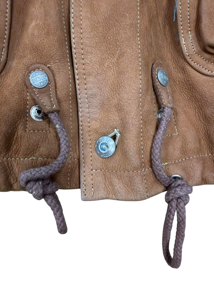 Diesel Vintage Leather Military Aviator Flight Coat