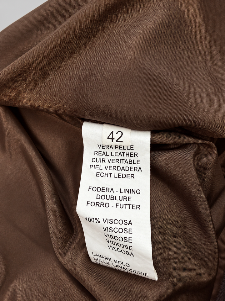 Cristinaeffe brown leather puff-sleeve jacket