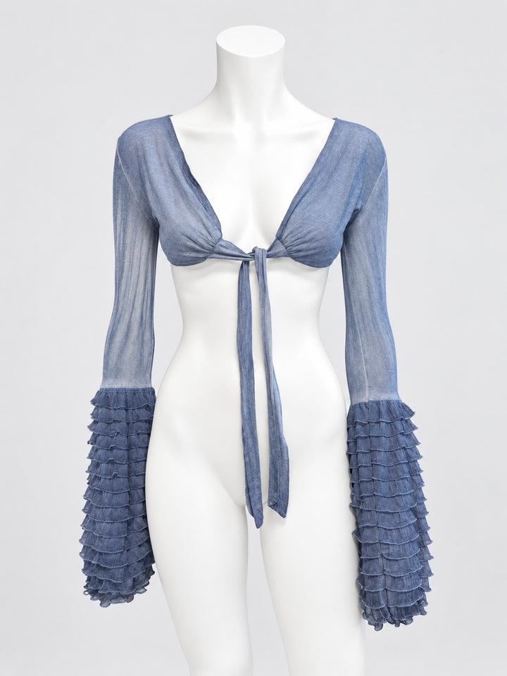 Rinascimento sheer ruffle sleeve bolero
