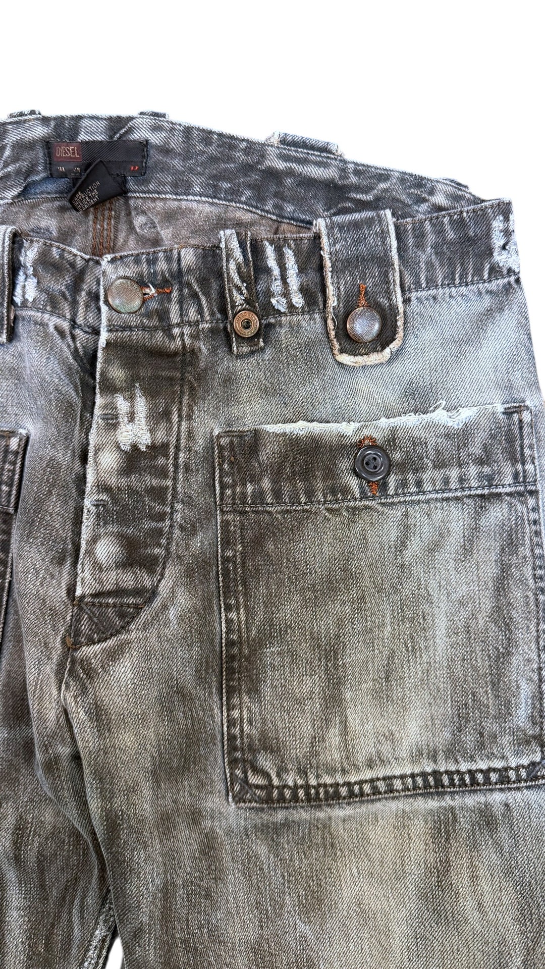 Diesel 2000s faded grey wide leg jeans