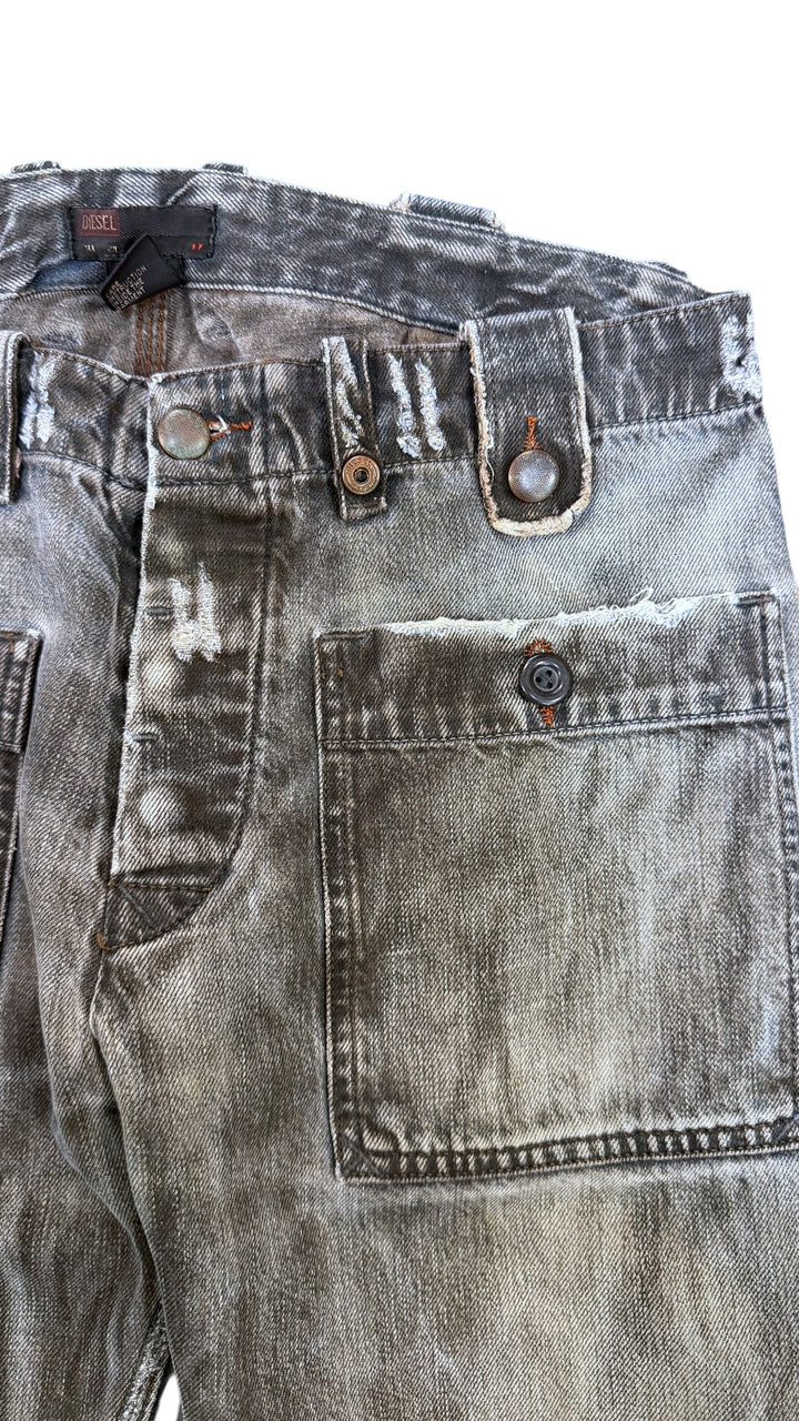 Diesel 2000s faded grey wide leg jeans
