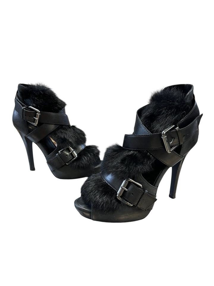 Ash Rabbit Fur Leather Heels Size eu39