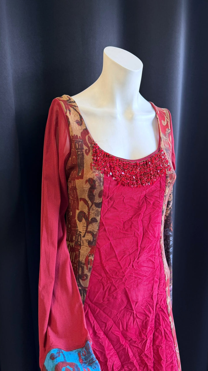 Save the Queen red printed embellished dress xl