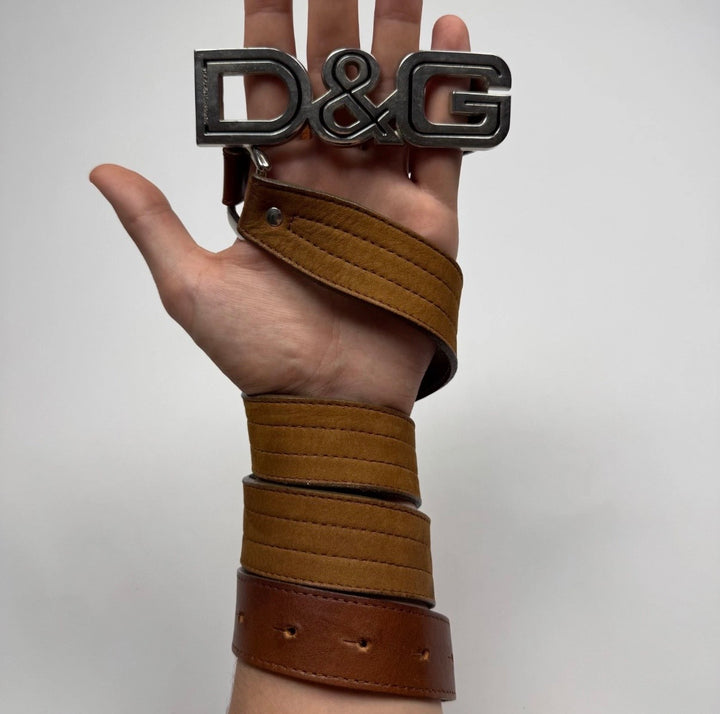 Dolce&Gabbana oversized logo buckle leather belt