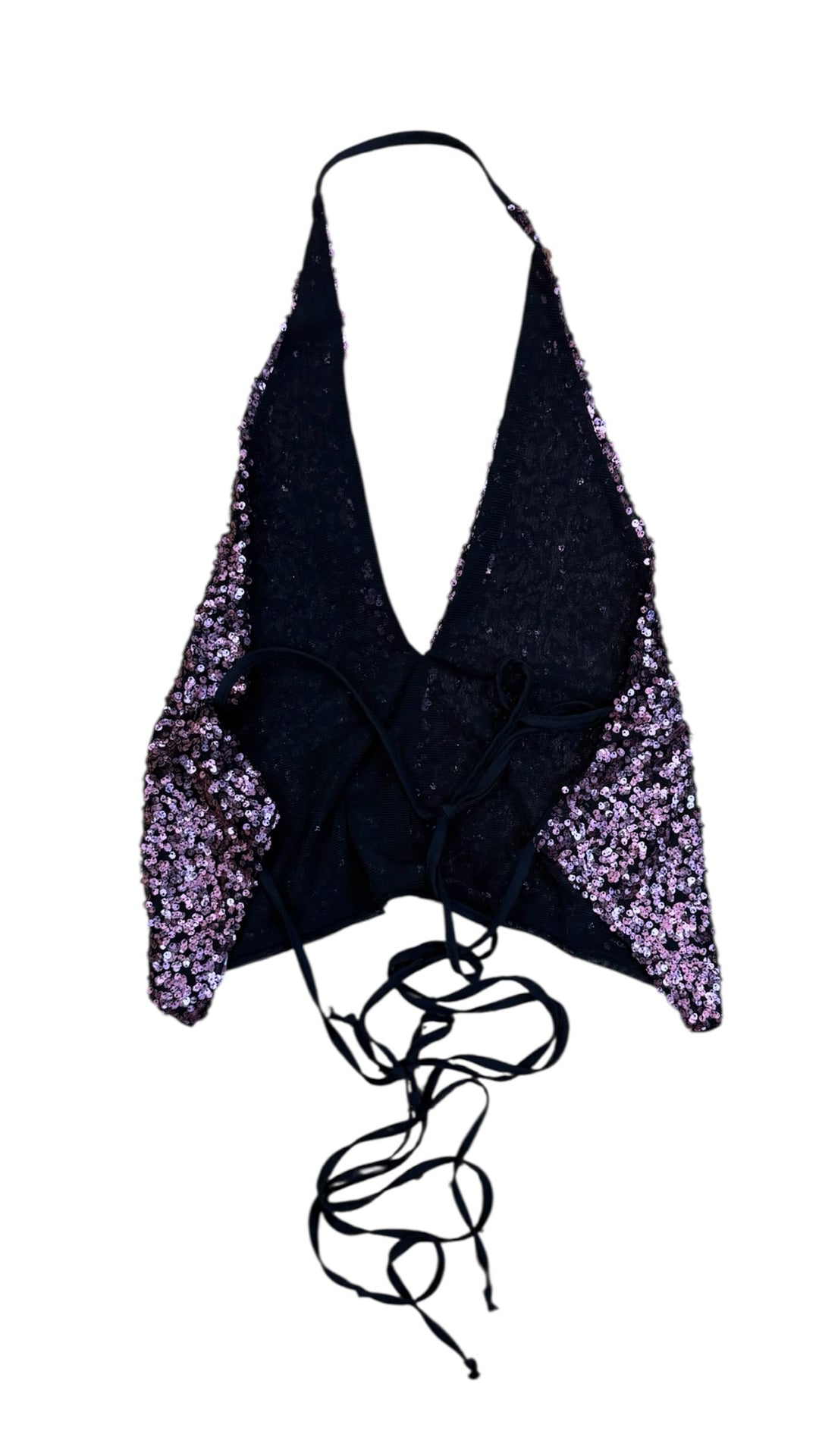 Vintage sequin halter tie top