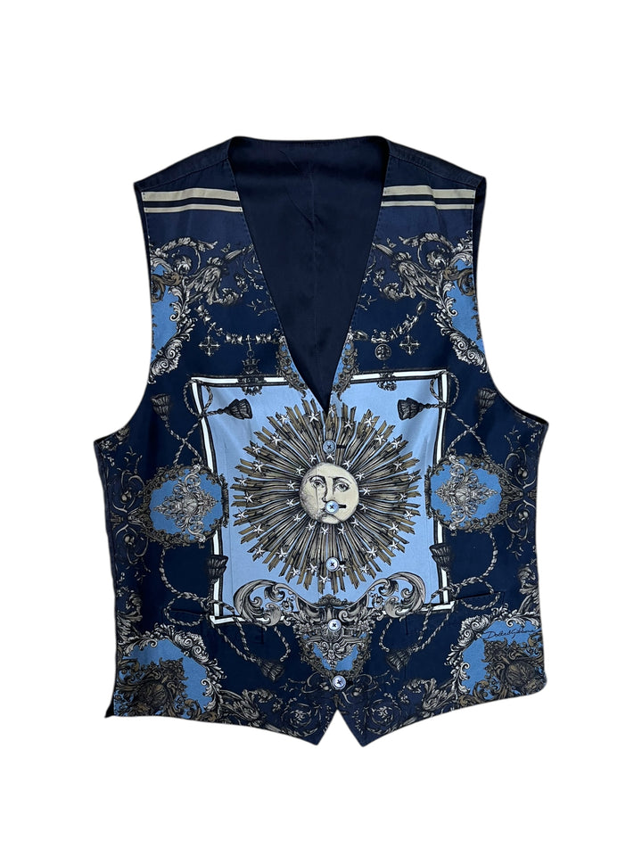 Dolce&Gabbana Baroque Zodiac Sun Silk Vest & Pants Set Medium