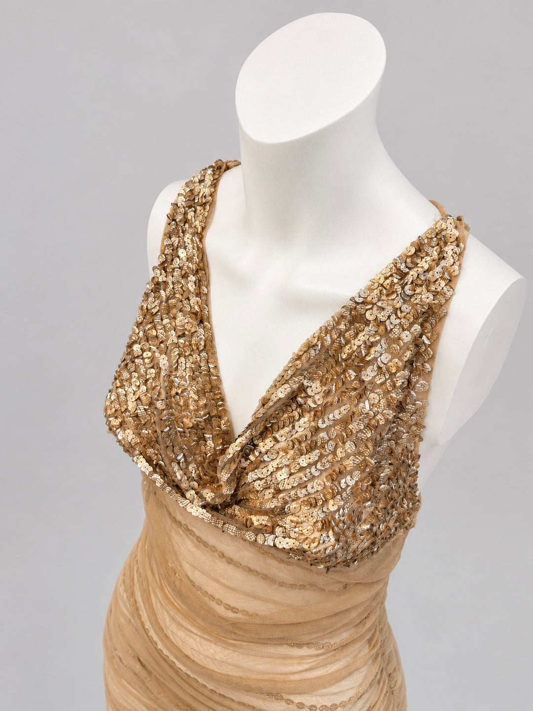 Cristinaeffe gold sequin mesh top