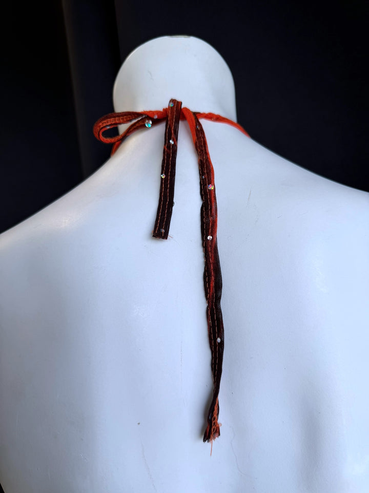 Y2K rhinestone halter dress with asymmetrical hem small