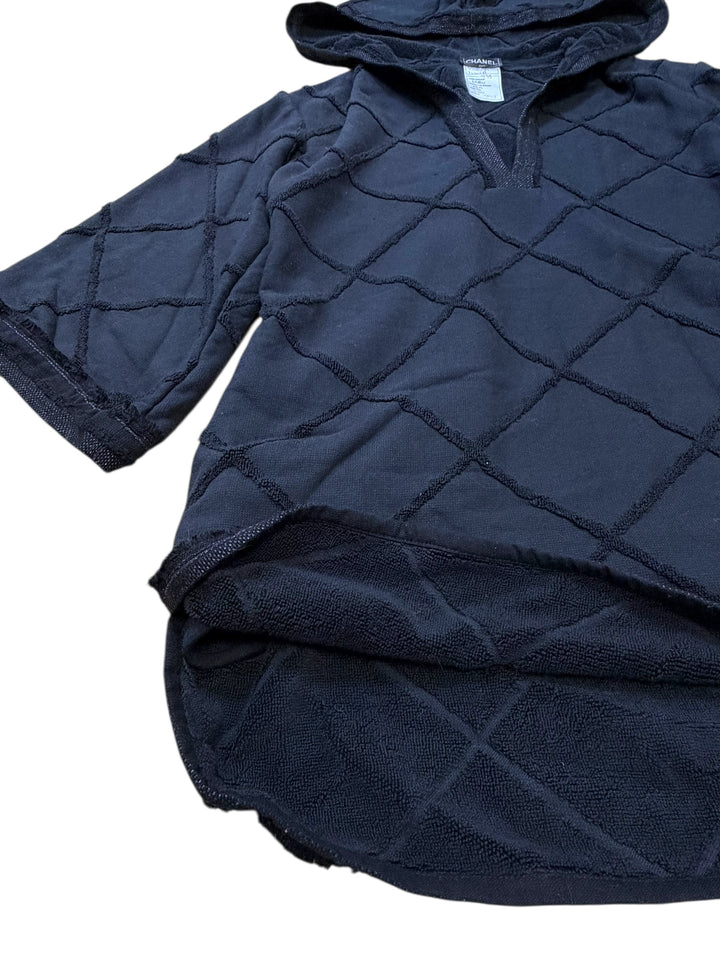 Chanel black hooded terry mini dress xs-s