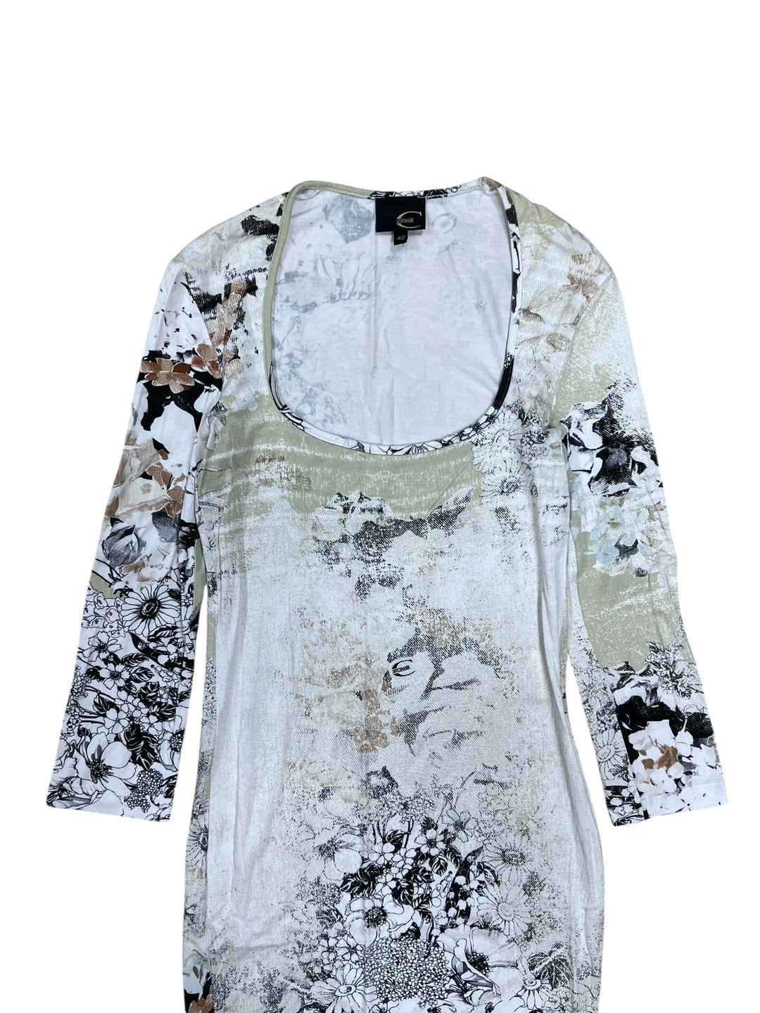 Just Cavalli Vintage Floral Bodycon Midi Dress Small