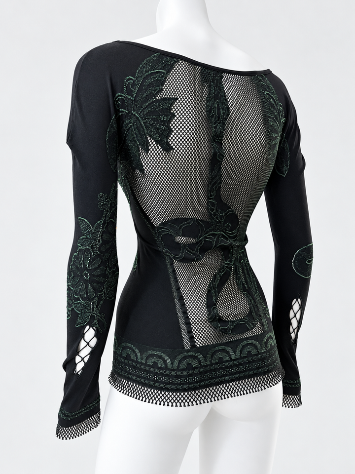 Just Cavalli butterfly mesh long sleeve top