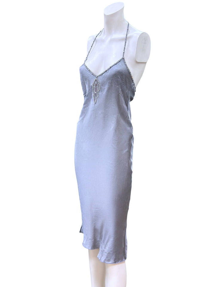 Whistles embellished silk slip dress