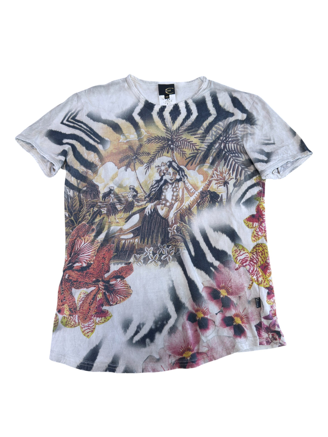 Just Cavalli vintage tropical zebra print t-shirt
