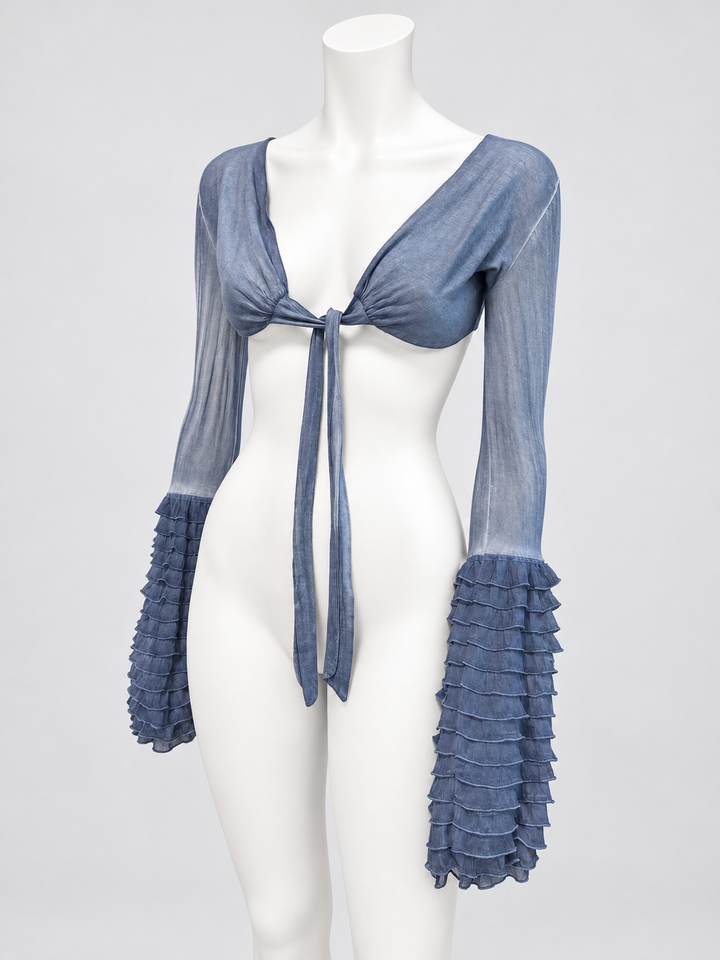 Rinascimento sheer ruffle sleeve bolero