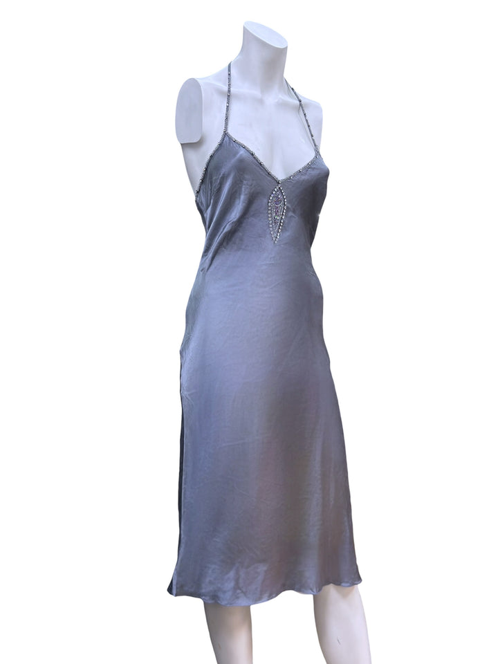 Whistles embellished silk slip dress