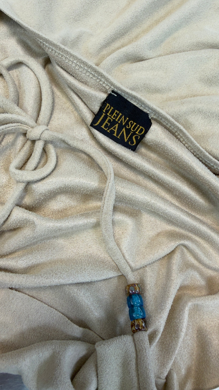 Plein Sud Jeans beige halter drape top